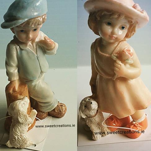 Boy or Girl Cake with Dog Topper - Baby & Christening