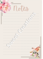 Peony and Bird Notepaper-Digital Download - Image 2