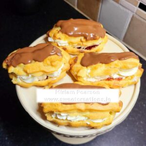 This is my recipe for my delicious Chocolate Eclairs.  A recipe I have been using for years, excellent with just fresh cream filling, or add in some fresh fruit if you like.